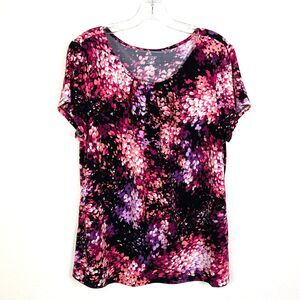 WORTHINGTON Women's Petite Top Size PXL Pinks Lavender Short Sleeve Stretchy